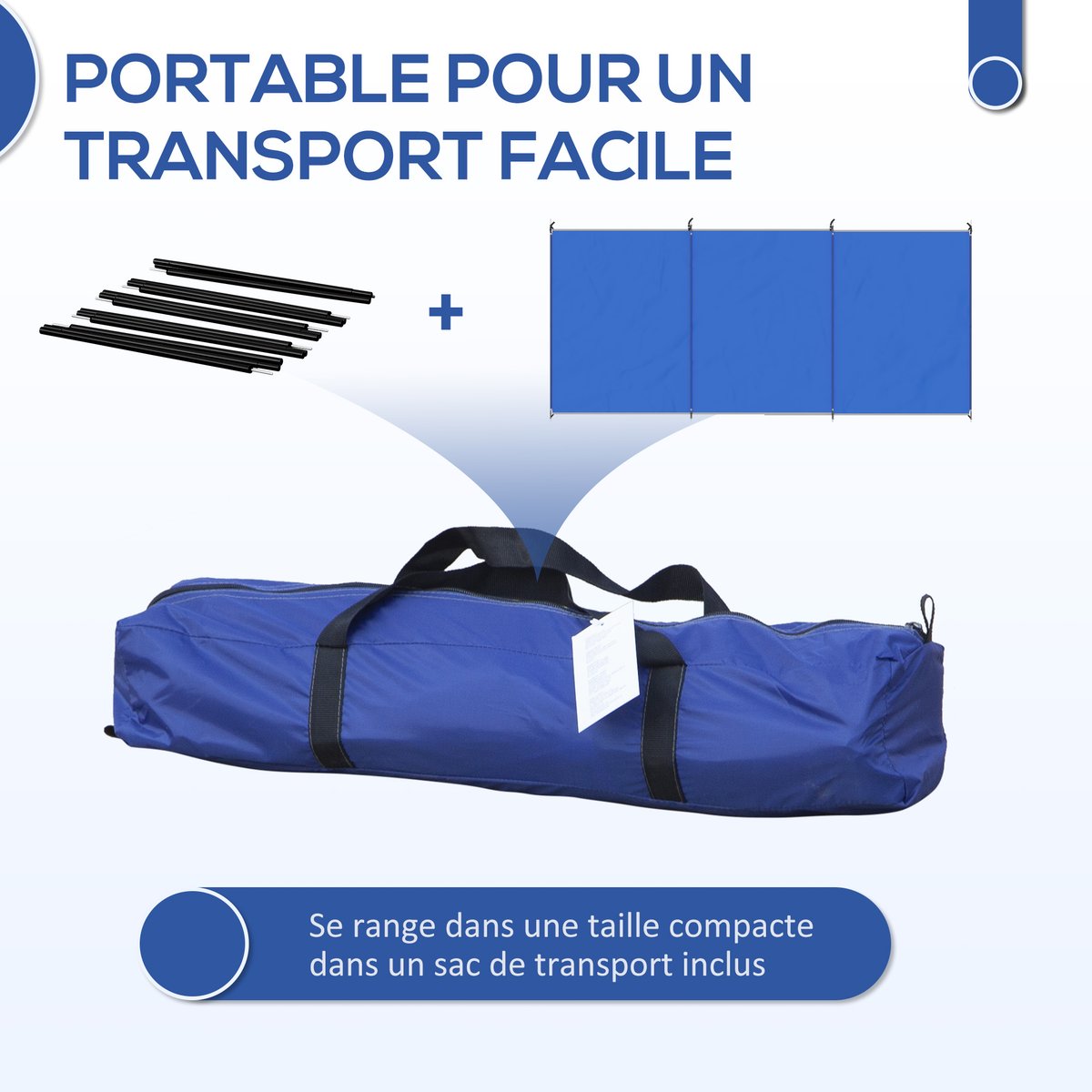 Brise-vent de camping Polyester Bleu bleu, OUTSUNNY