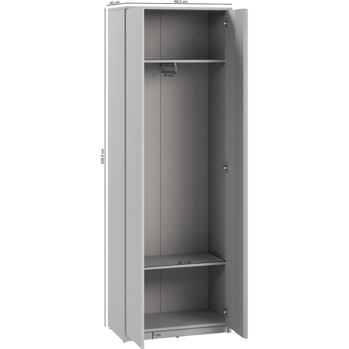 Armoire 2 portes collection SIMPLY gris, RECOLLECTION