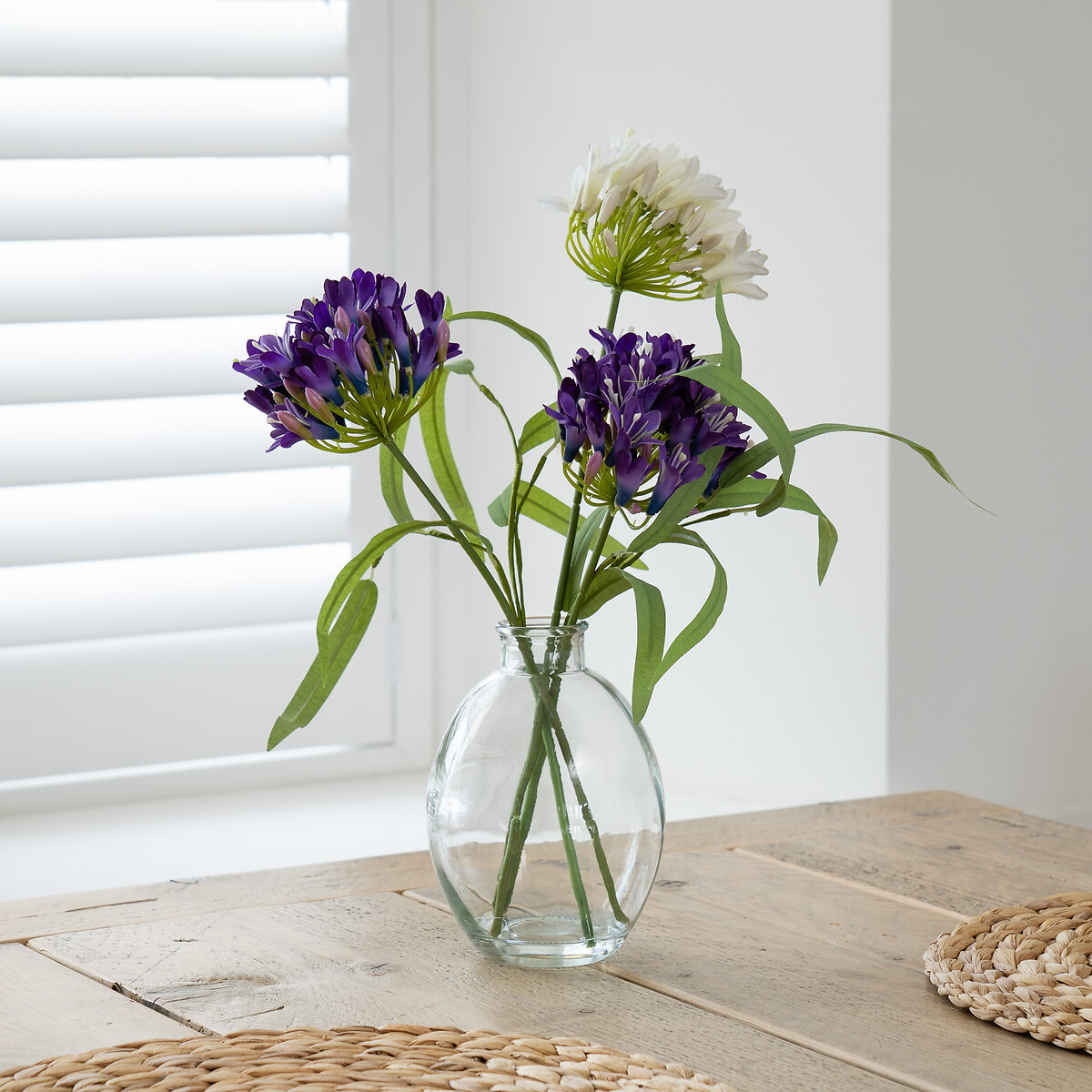 40cm Agapanthus Arrangement in Glass Vase purple, SO'HOME