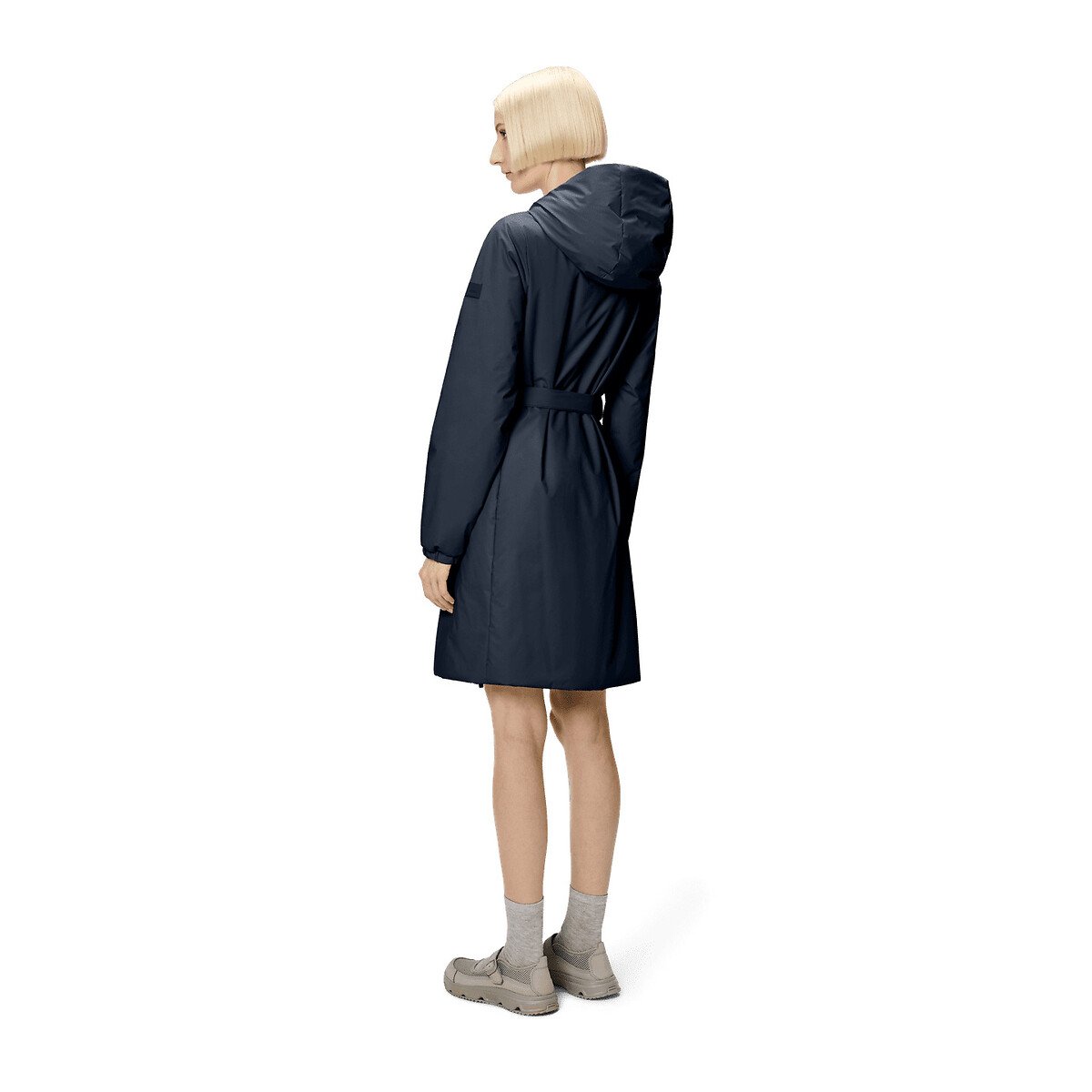 Long Windbreaker, Lohja Long Insulated Curve Jacket navy, RAINS
