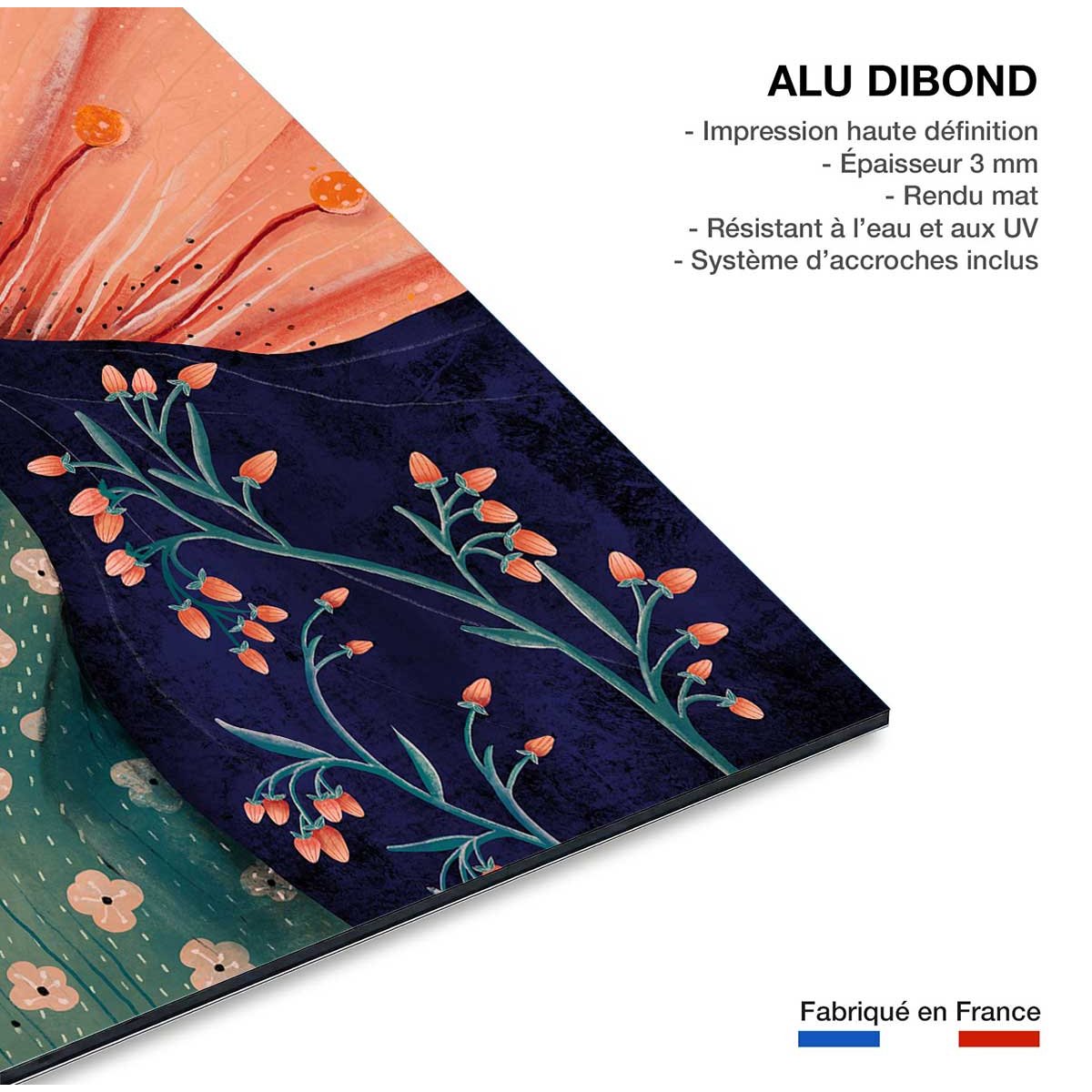 Tableau princesse aux fleurs tableau alu dibond, HEXOA