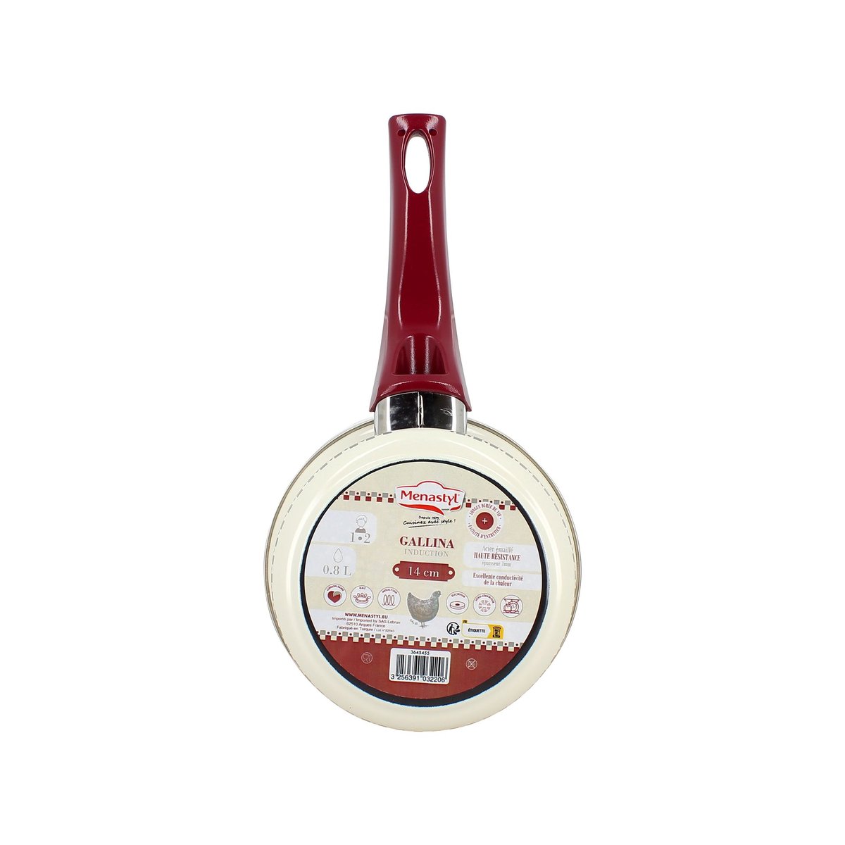 Casserole en acier émaillé, GALLINA beige et rouge, MENASTYL