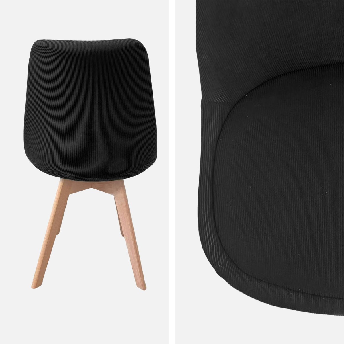 Chaise scandinave bois de hêtre et velours côtelé (lot de 4) NILS noir, SWEEEK
