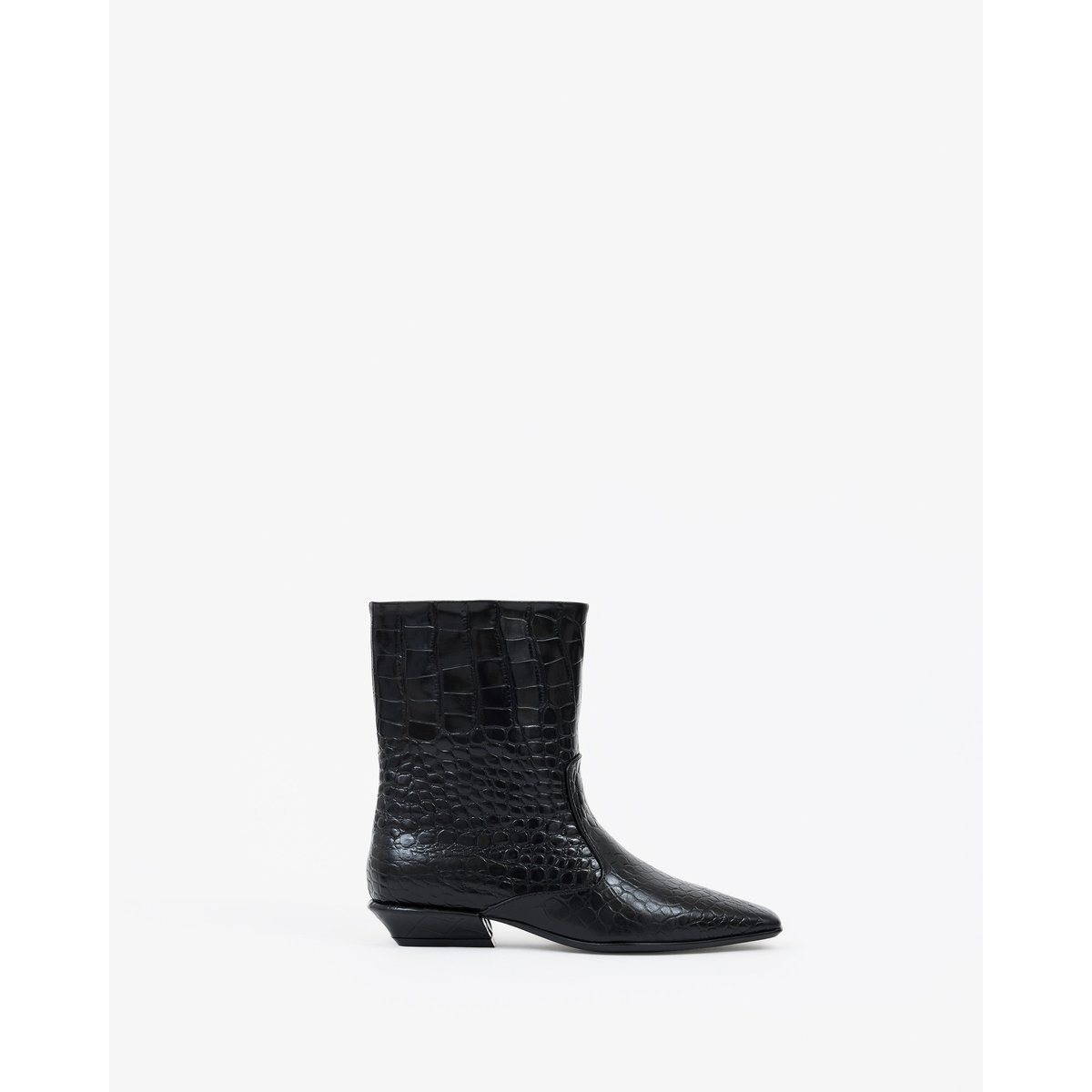 Bottines à petit talon façon croco TAMY noir, MI MAI