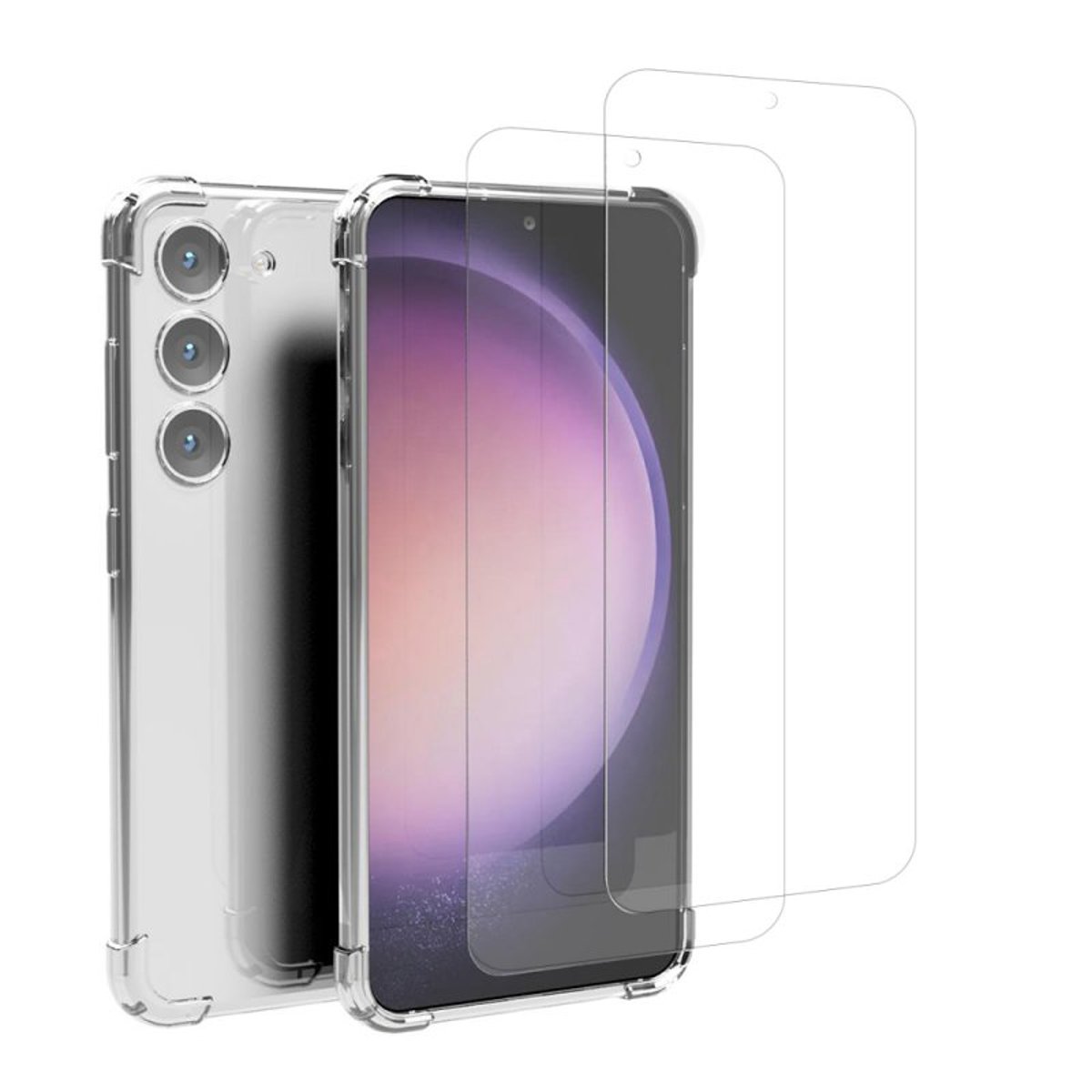 Coque Galaxy S23 antichoc + 2 vitres transparent, EVETANE