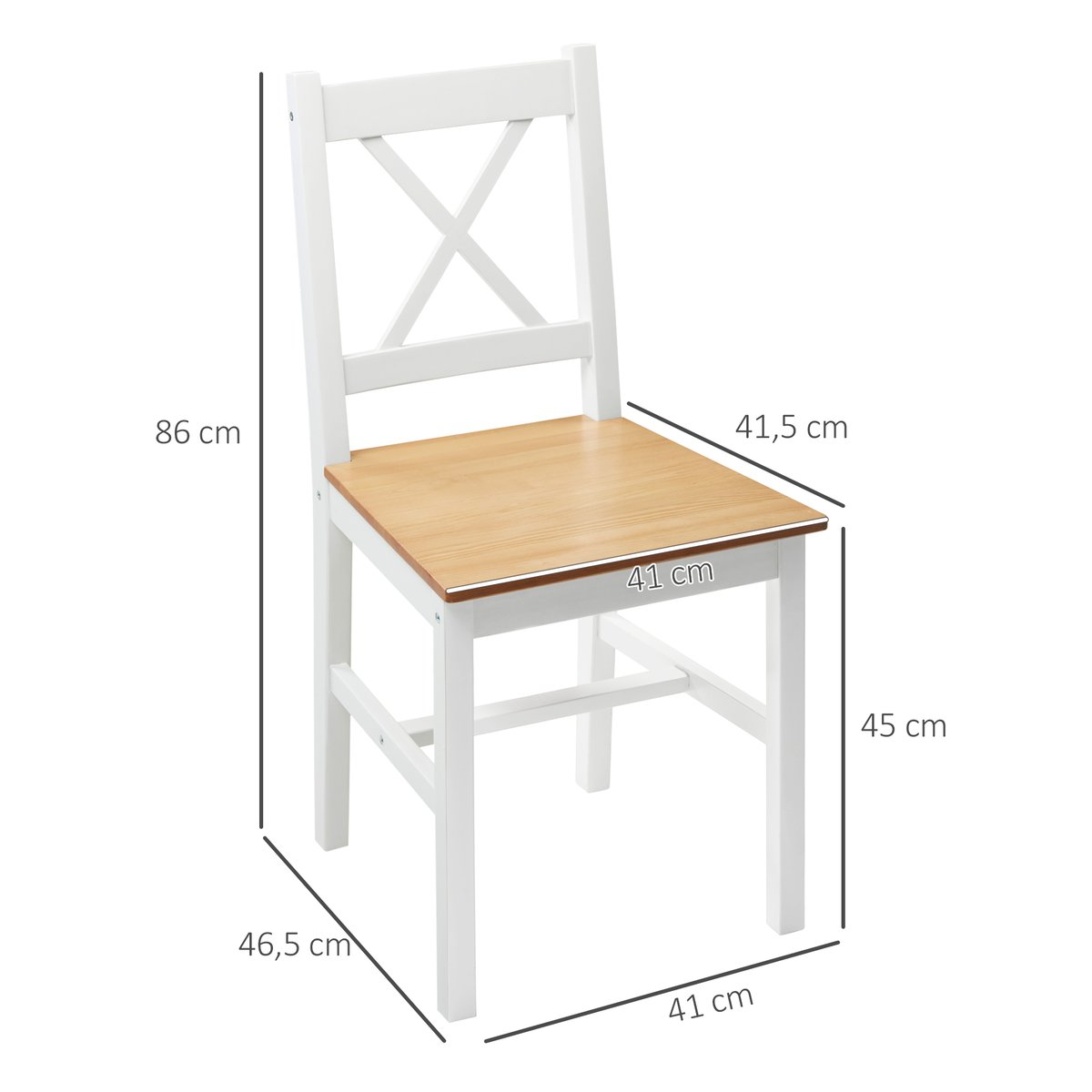 Chaise de salle à manger Bois de pin blanc et chêne, HOMCOM