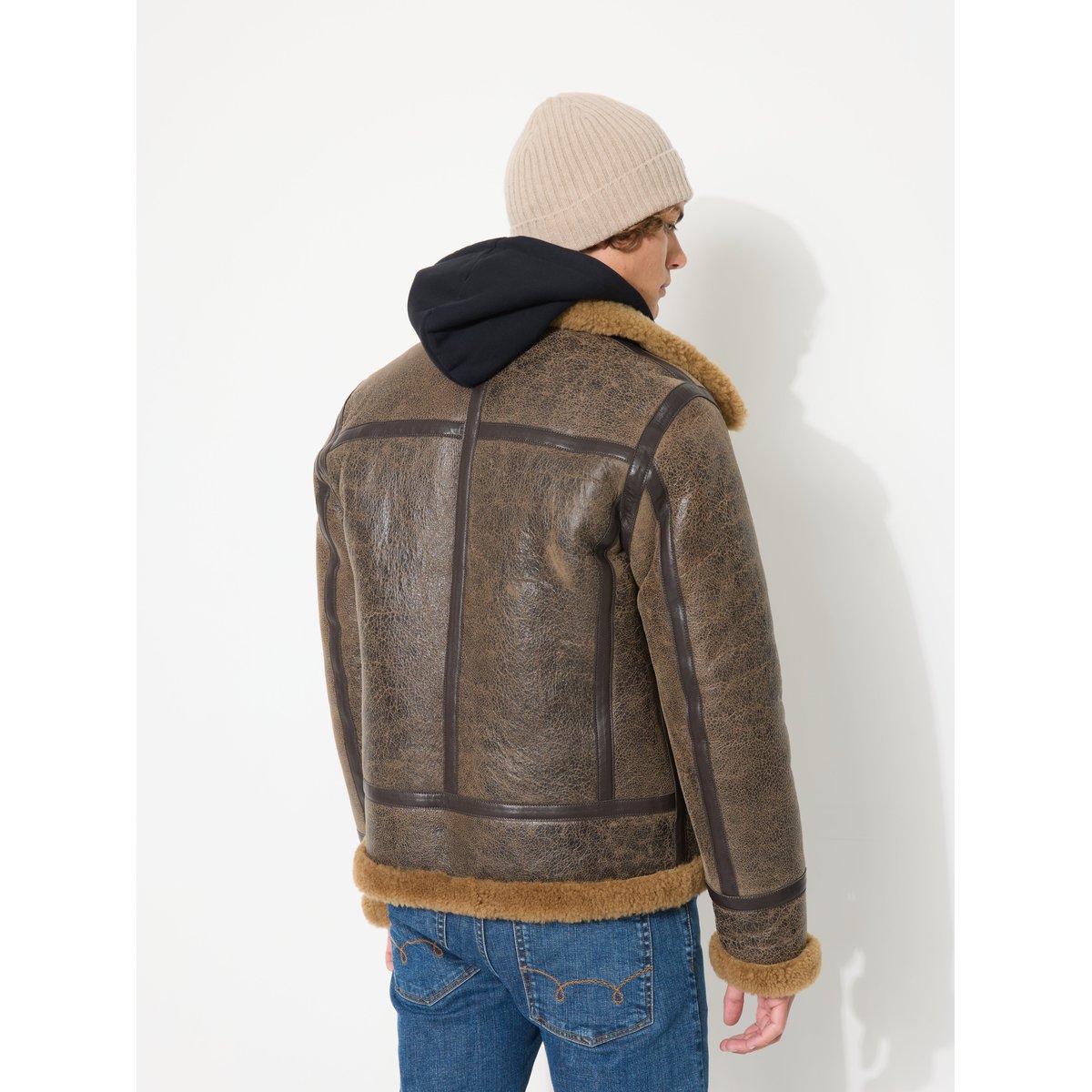 Blouson bombardier en cuir BOMBARDIER CRACK marron, CHEVIGNON