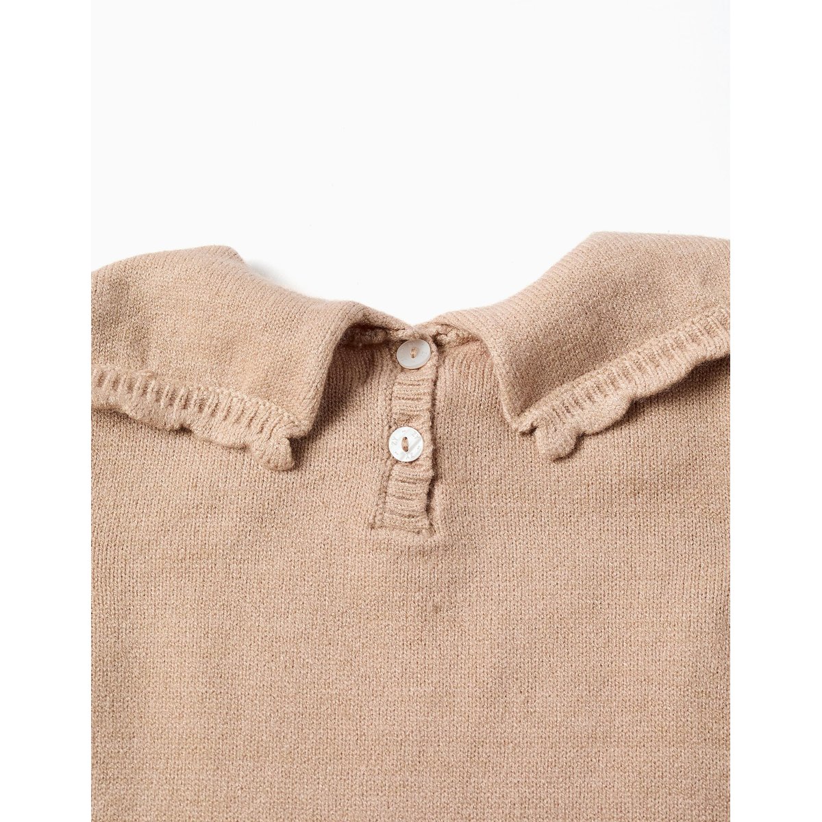 Pull en maille avec col festonné beige clair, ZIPPY