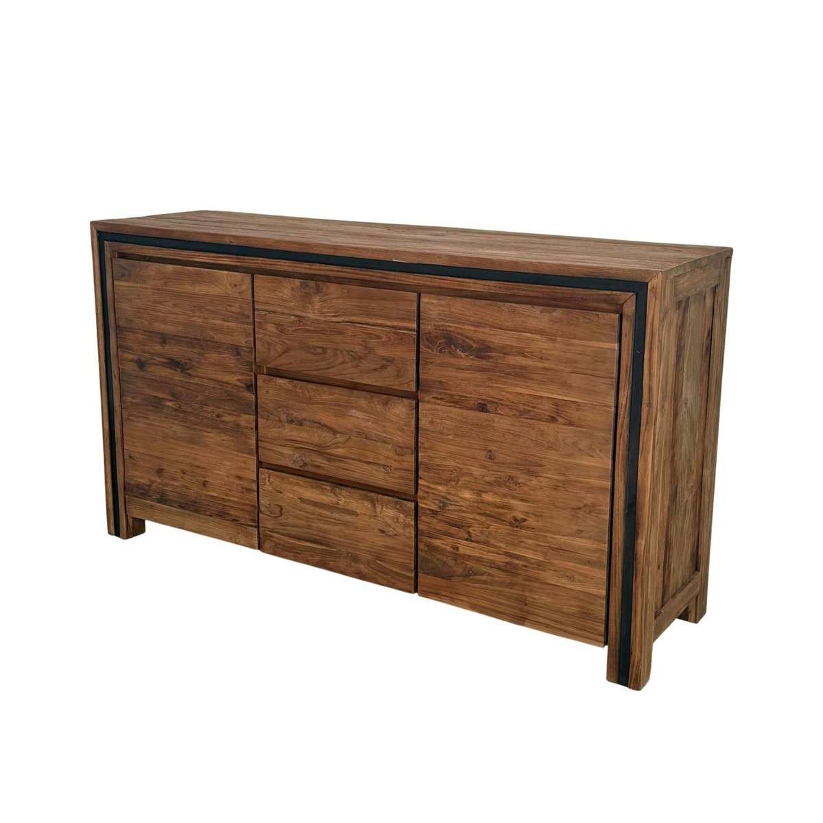 Buffet en bois recyclé de teck 2 portes 3 tiroirs VADOD bois naturel, PIER IMPORT