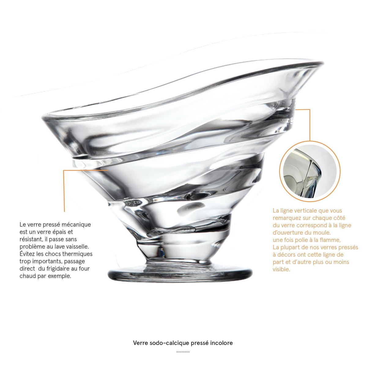 Lot de 6 coupes à dessert, CIRCEE transparent, LA ROCHERE