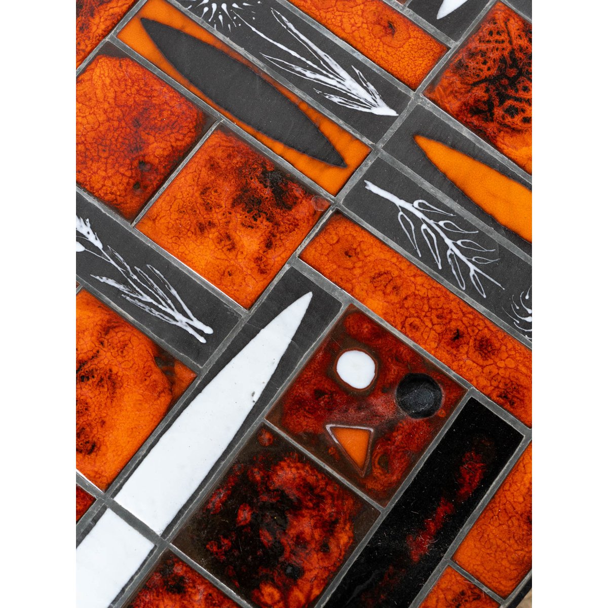 Table basse ovale en céramique orange et noir Donna N°1602 - Bon état orange, DEBONGOUT
