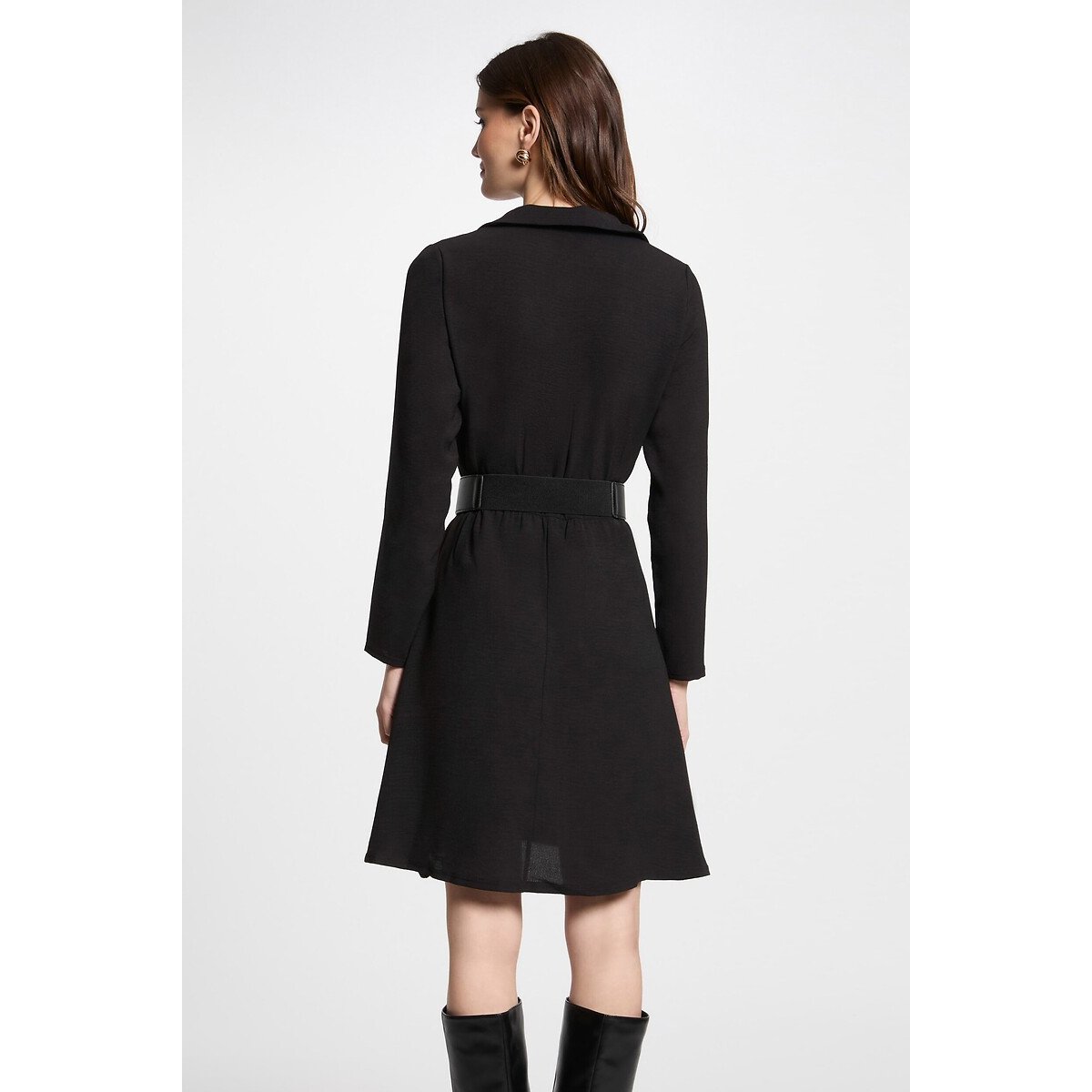 Robe courte droite fluide noir, MORGAN