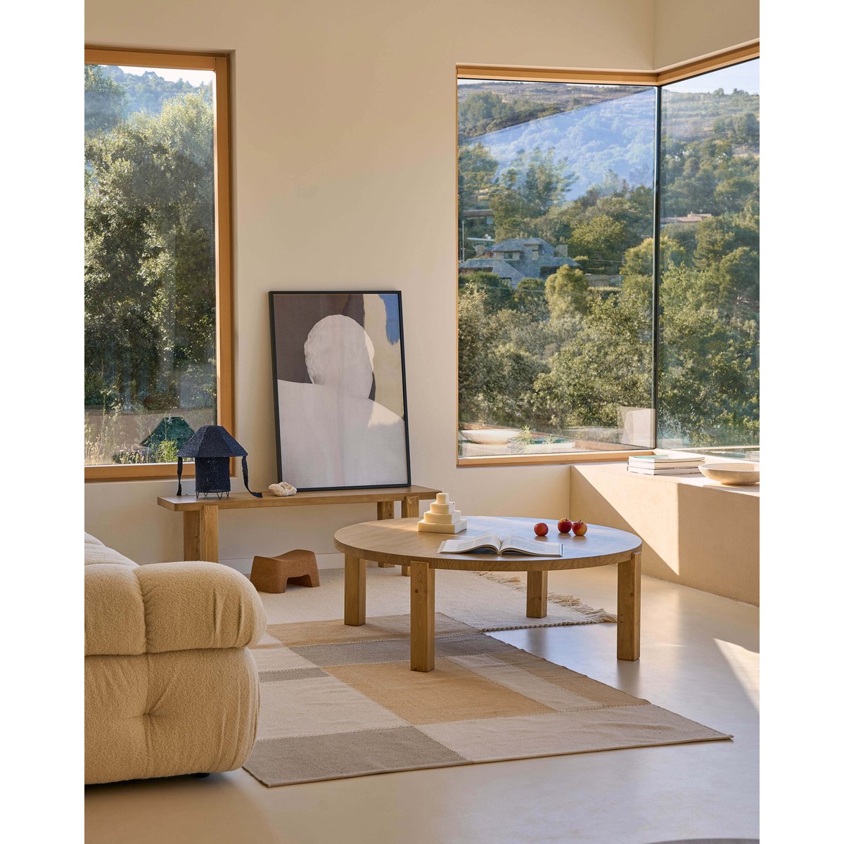 Table basse en bois massif de pin 80x42 cm - MYRE naturel, HANNUN