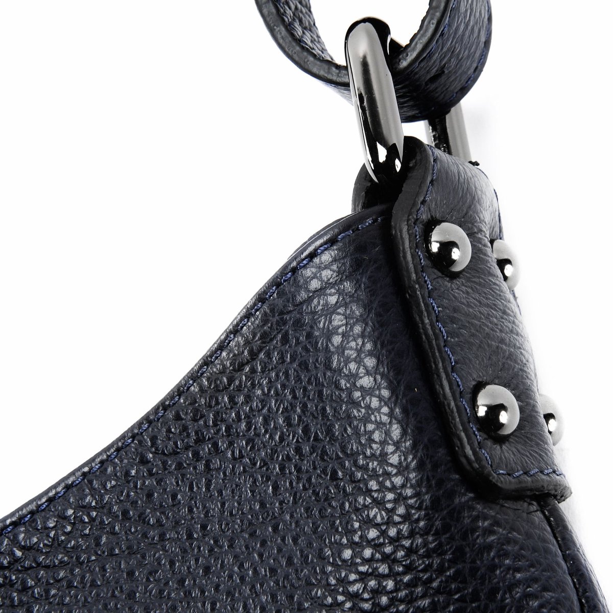 Sac à main cabas en cuir grainé italien NIKEE bleu foncé, OH MY BAG