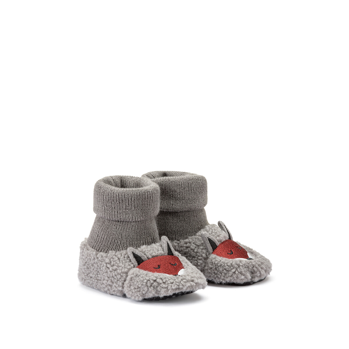 Kids' Fox Slipper Socks grey, LA REDOUTE COLLECTIONS