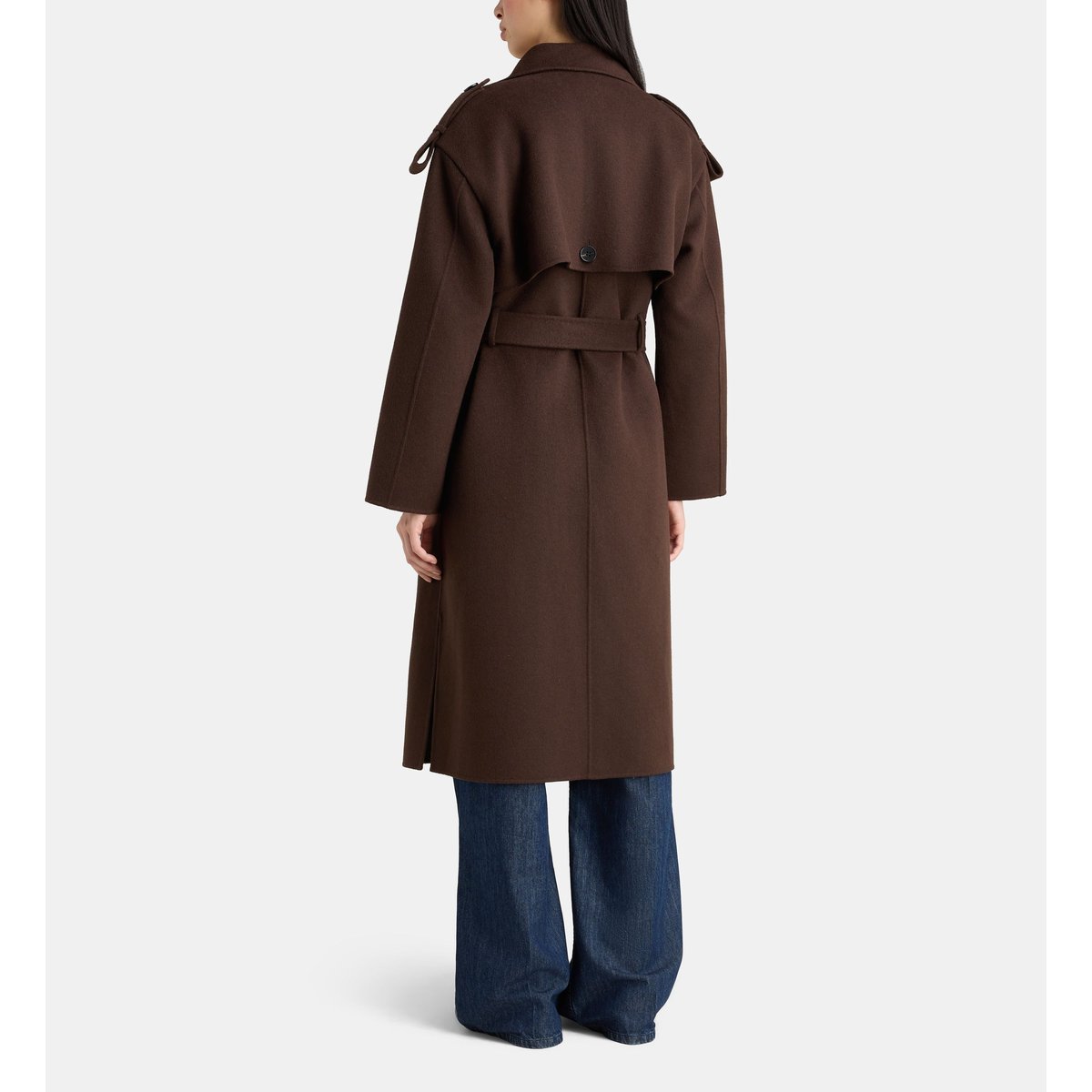 Manteau droit mi long levanio double face marron chocolat, JODHPUR