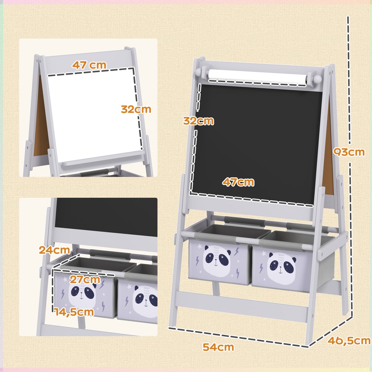Chevalet pour enfants Bois Gris gris, AIYAPLAY