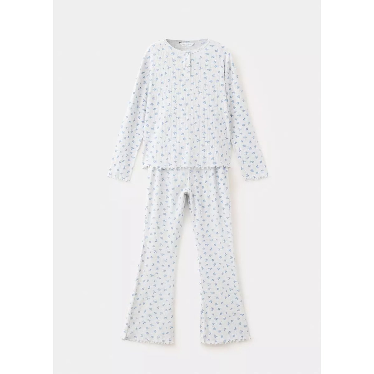 Pyjama long imprimé fleuri gris chiné clair, MANGO KIDS