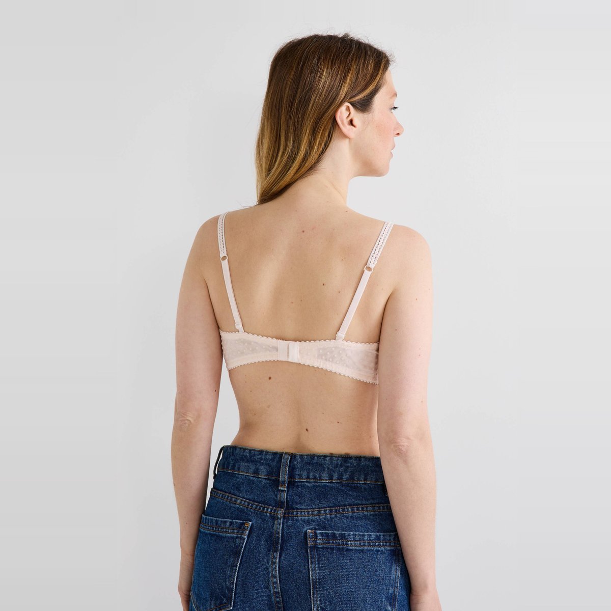 Soutien-gorge triangle paddé ADELE en tulle flocké pistil, MONOPRIX