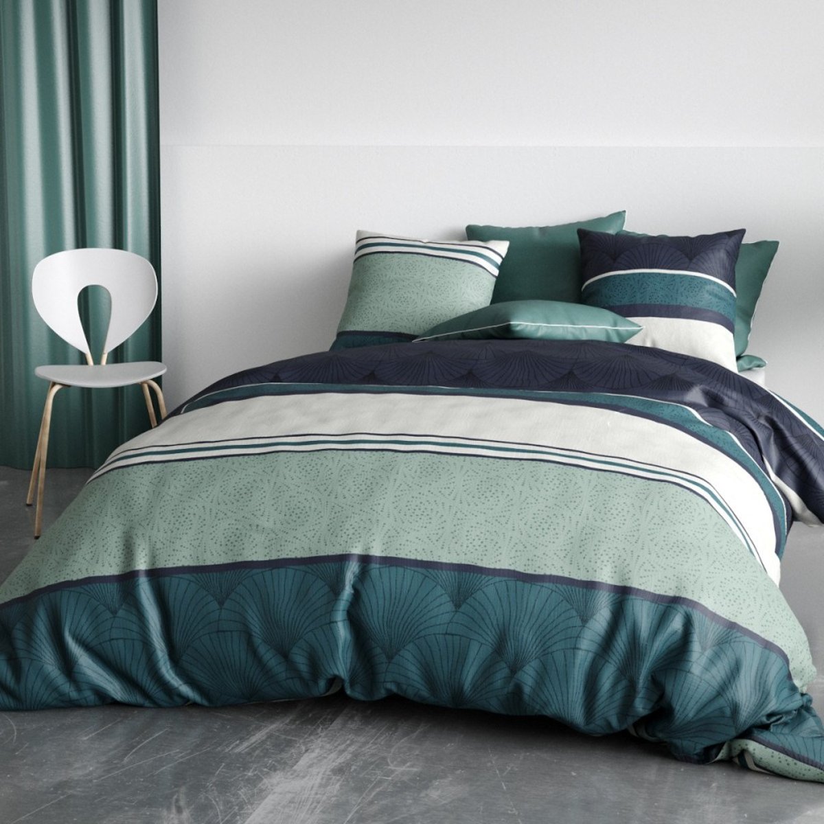 Housse de couette 260x240 ANTIKA + 2 taies coton 57 fils vert, DECORATIE