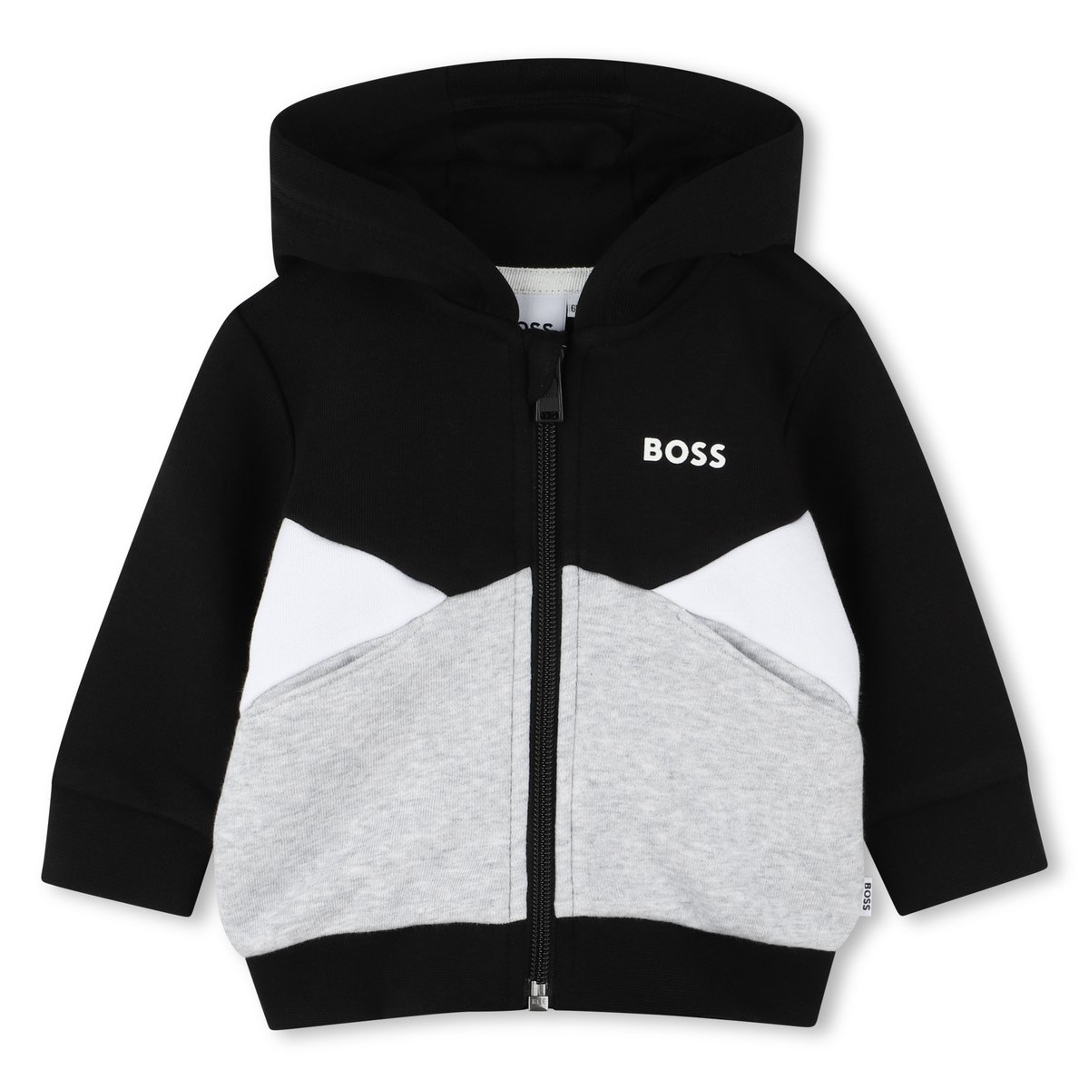 Cardigan à capuche en molleton gratté black, BOSS KIDSWEAR