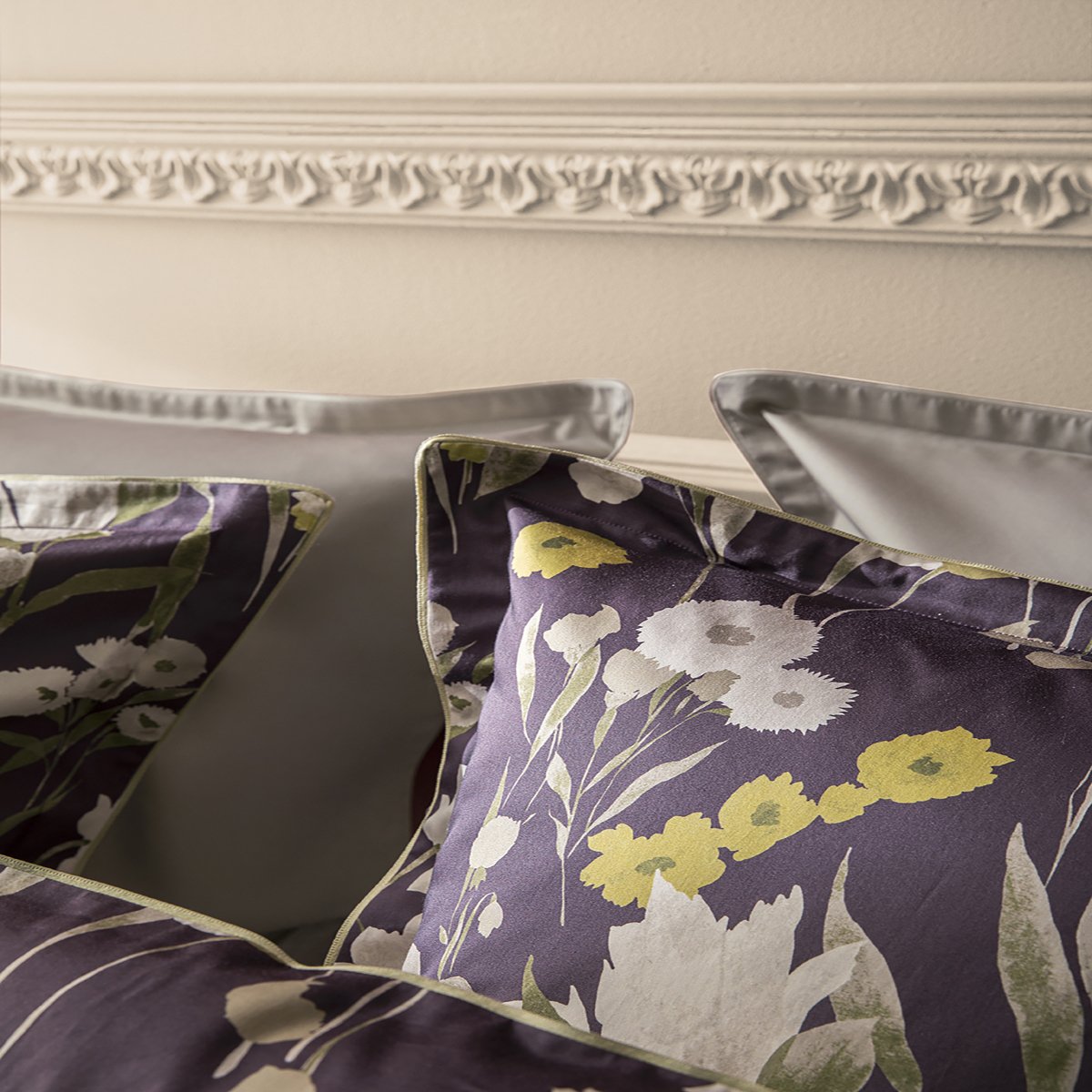 Housse de couette imprimée en satin de coton bio, CLOSERIE violet, ALEXANDRE TURPAULT