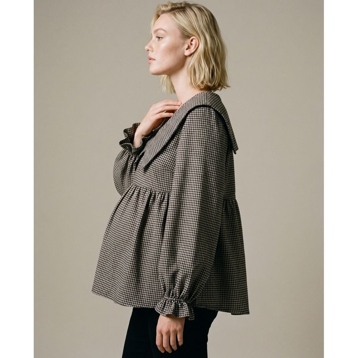 Blouse de grossesse et d'allaitement Amandine beige/noir, CACHE COEUR