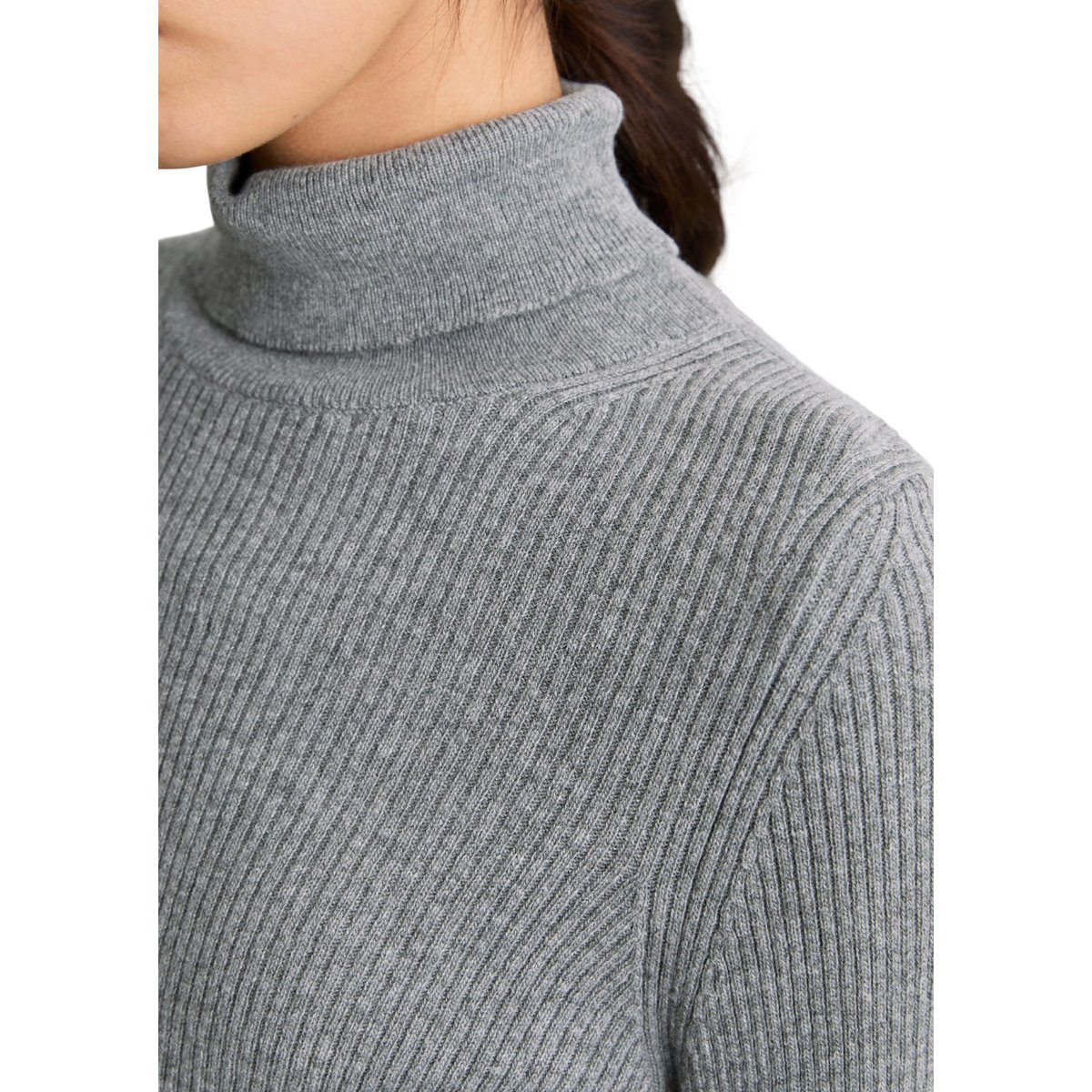 Pull à col roulé ajusté en un mélange doux de laine vierge et de viscose gris, MARC O’POLO DENIM