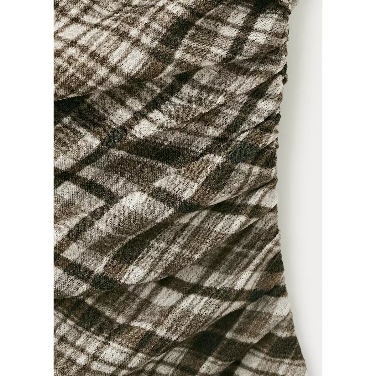 Top drapé à carreaux marron, MANGO