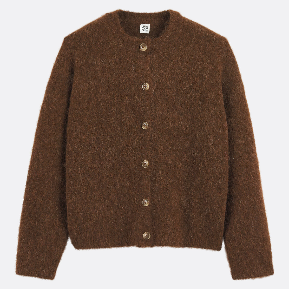 Cardigan en alpaga brossé mélangé, Signature JANY marron, LA REDOUTE COLLECTIONS