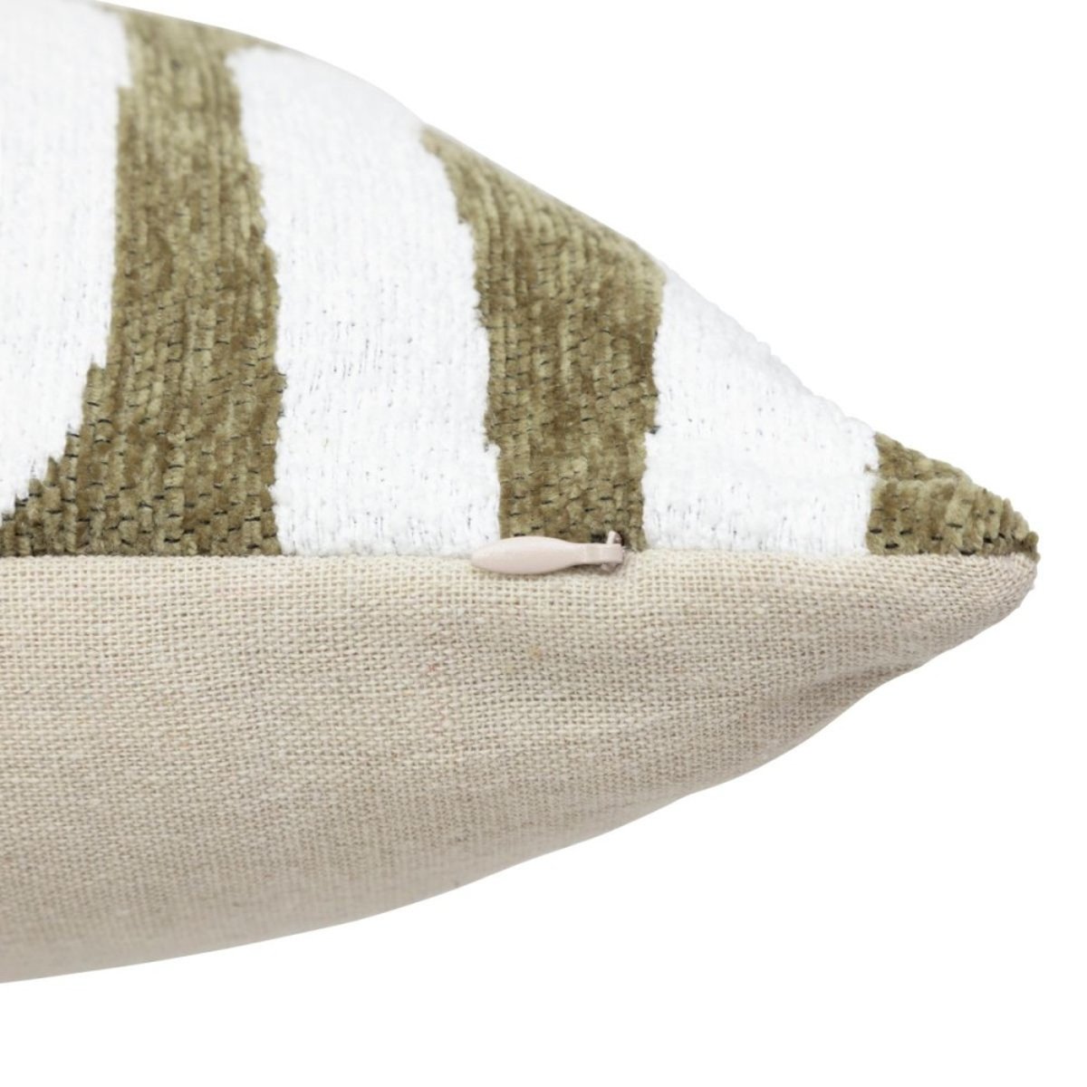 Housse de coussin chenille 30x50 Kaki blanc, ATMOSPHERA