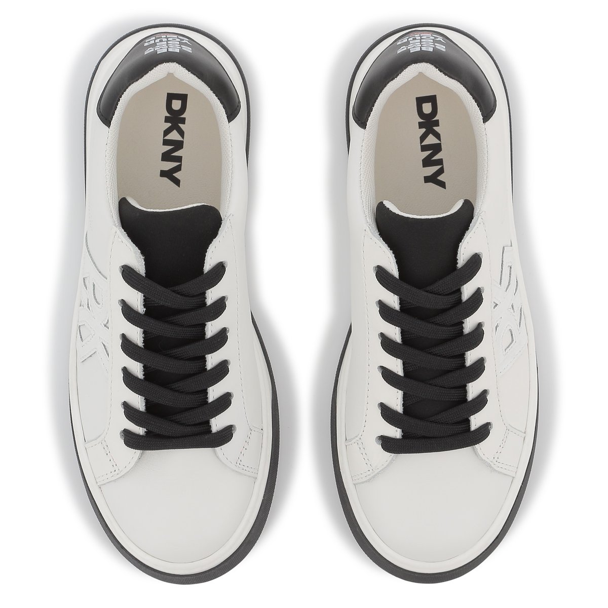 Sneakers con lacci in pelle blanc, DKNY