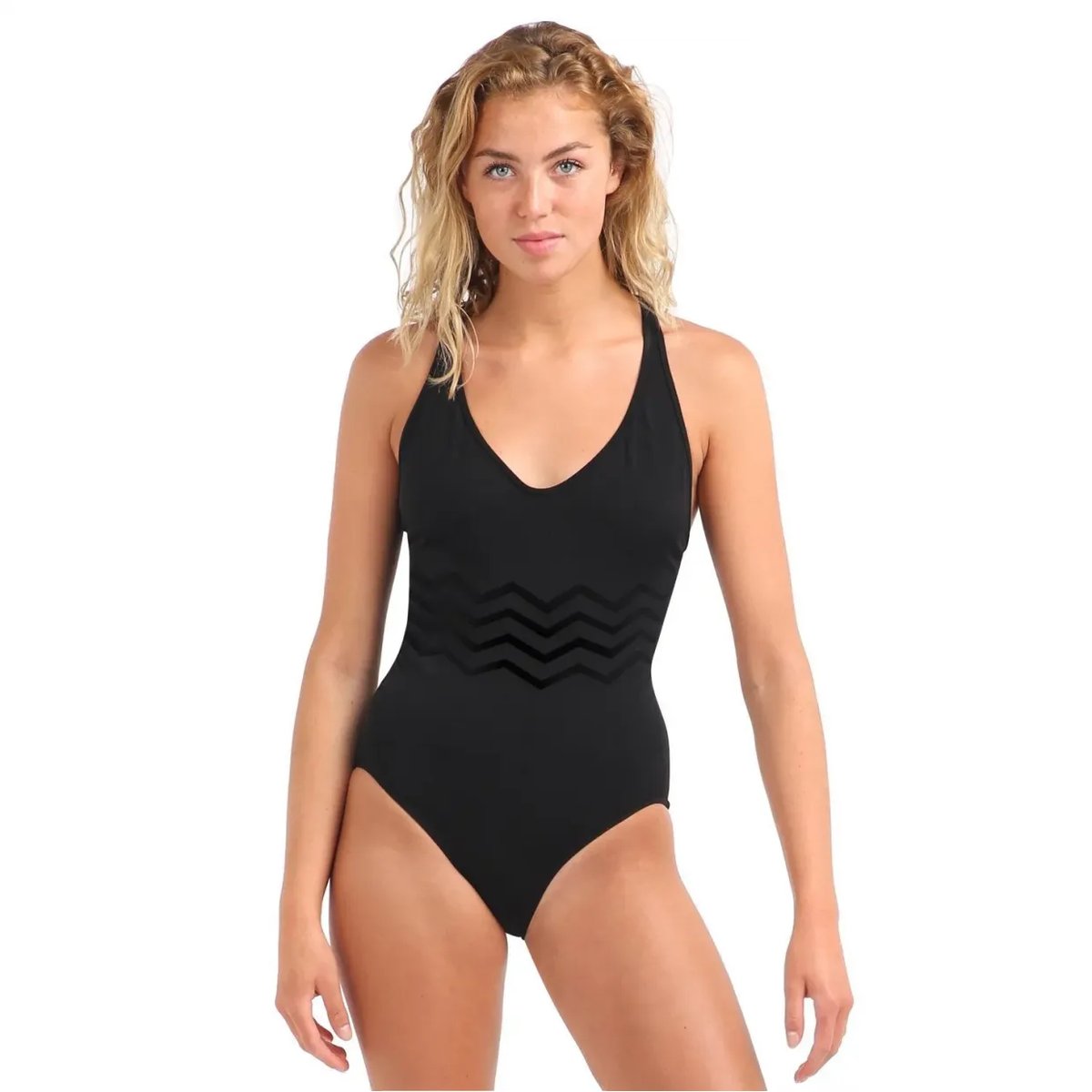 Maillot de bain Sculptant minceur bretelles dos croisées noir, LYTESS
