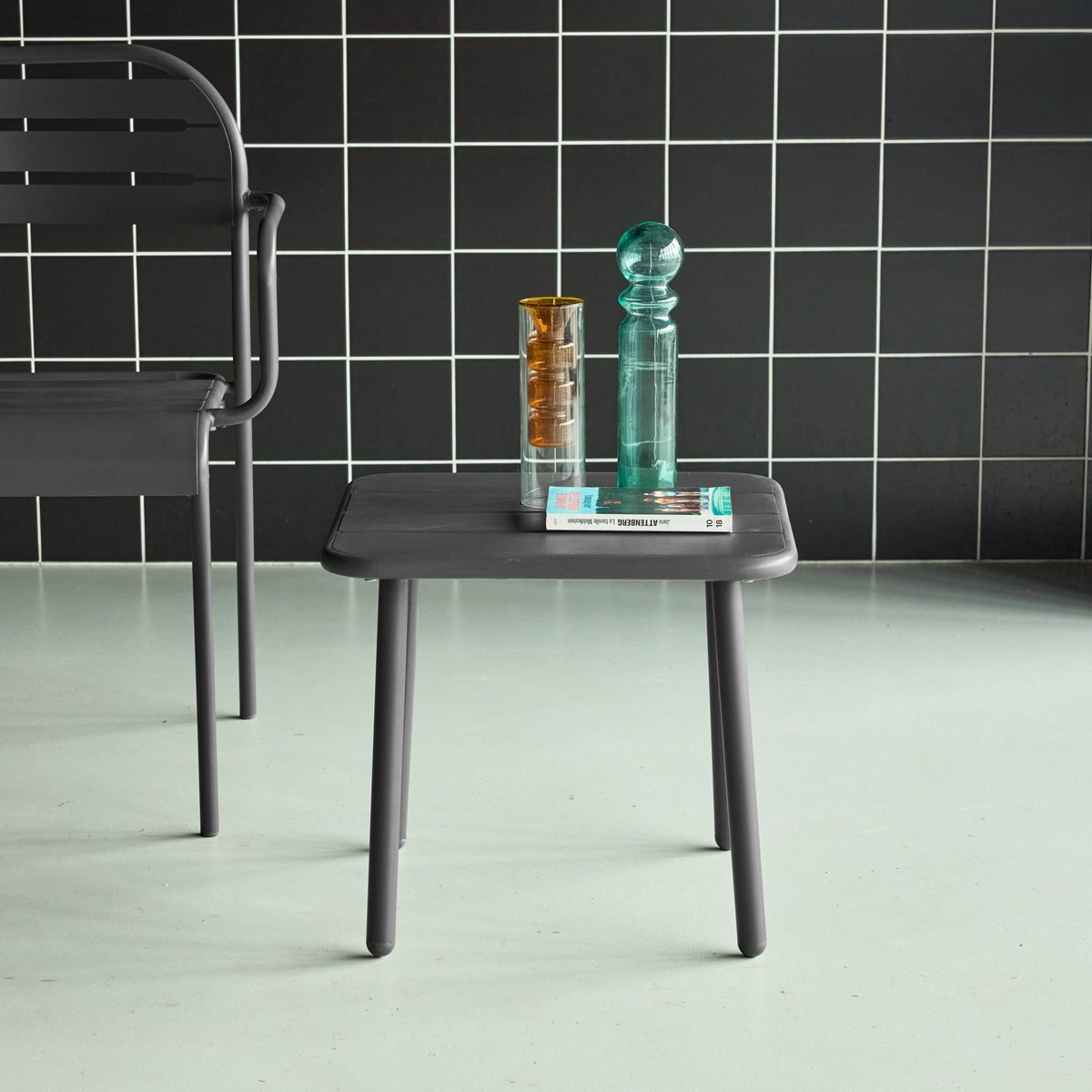 Table basse de jardin carrée acier AMÉLIA anthracite, SWEEEK