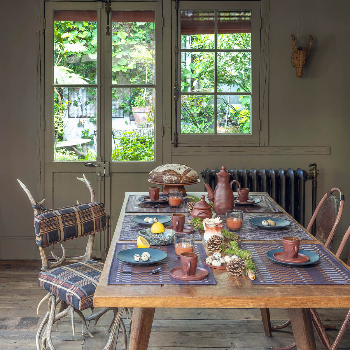 Set de table enduit en Coton, ORIGIN NATURE ecorce, LE JACQUARD FRANCAIS