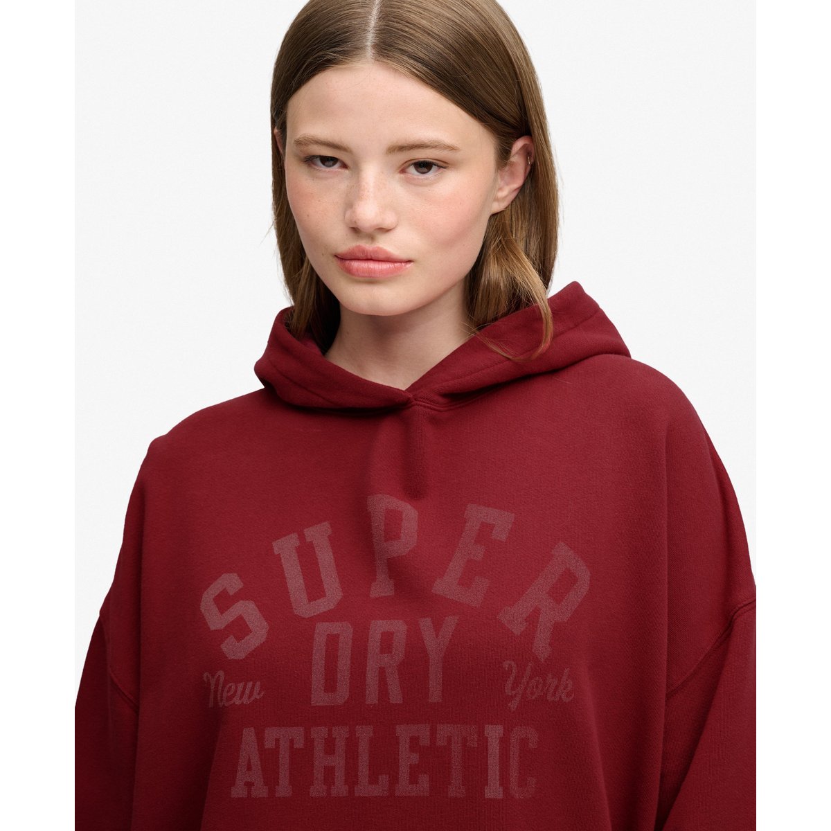 Sweat à capuche Athletic Essentials Décontracté rouge bordeaux, SUPERDRY