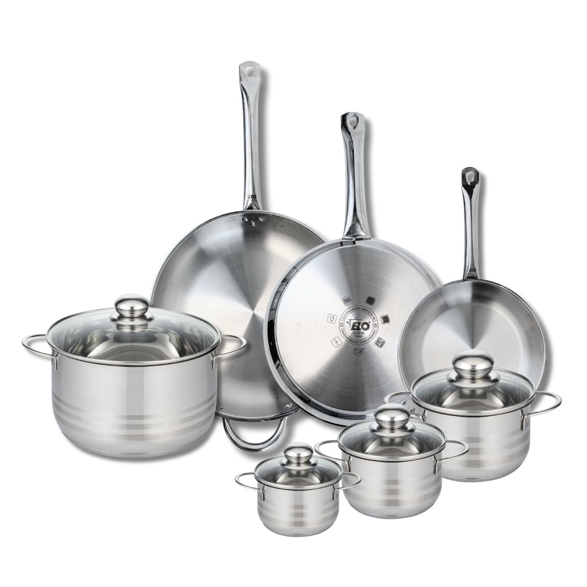 3 poêles 24/28/32cm + 4 faitouts 12/14/16/24cm PROFI BRILLANT gris, ELO