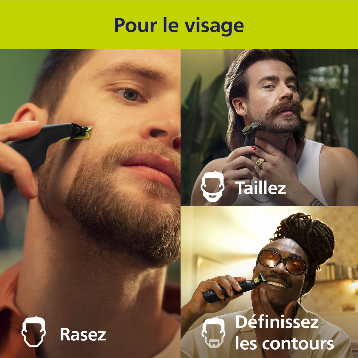 Tondeuse multi usages OneBlade Pro 360 QP6552/15, molette réglable, 14 hauteurs de coupe, précision 0,4 mm, 120 mn couleur unique, PHILIPS