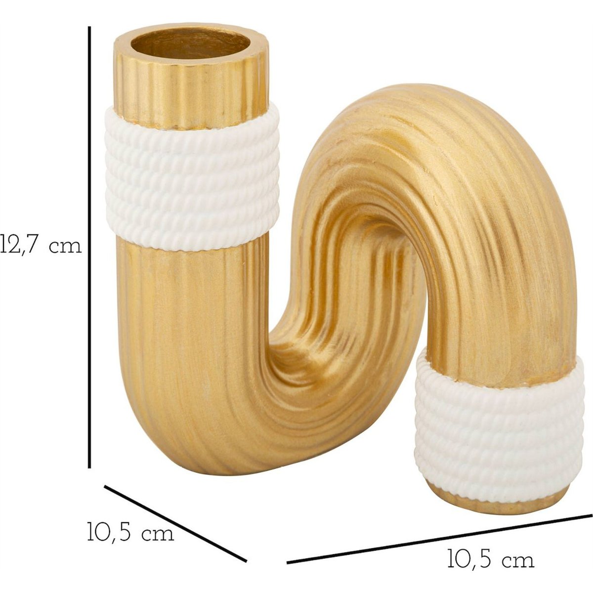 Vase sculptural reliefs texturés GLAM doré et blanc, RECOLLECTION