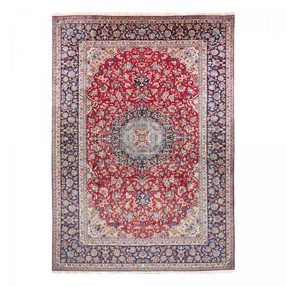 Tapis d'orient au motif oriental, noué main, NADJAFABAD A rouge, beige, bleu, UN AMOUR DE TAPIS
