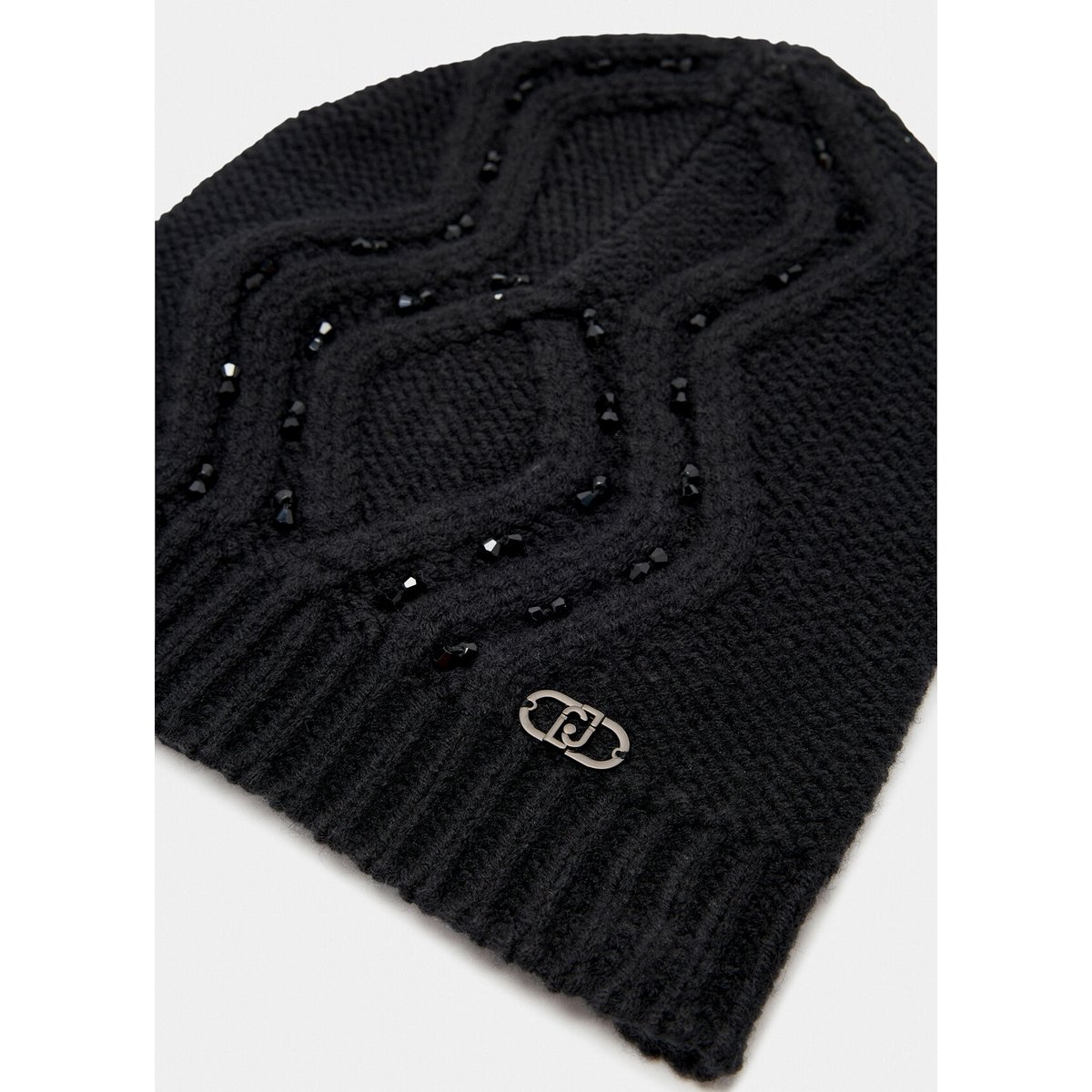 Bonnet en laine mélangée avec perles noir, LIU JO