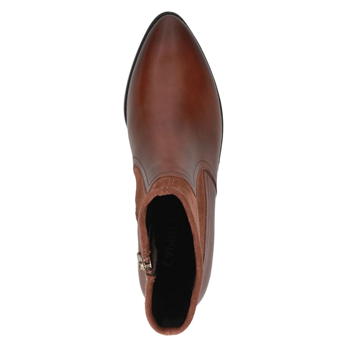 Bottine talon bloc marron chocolat nubuck, CAPRICE