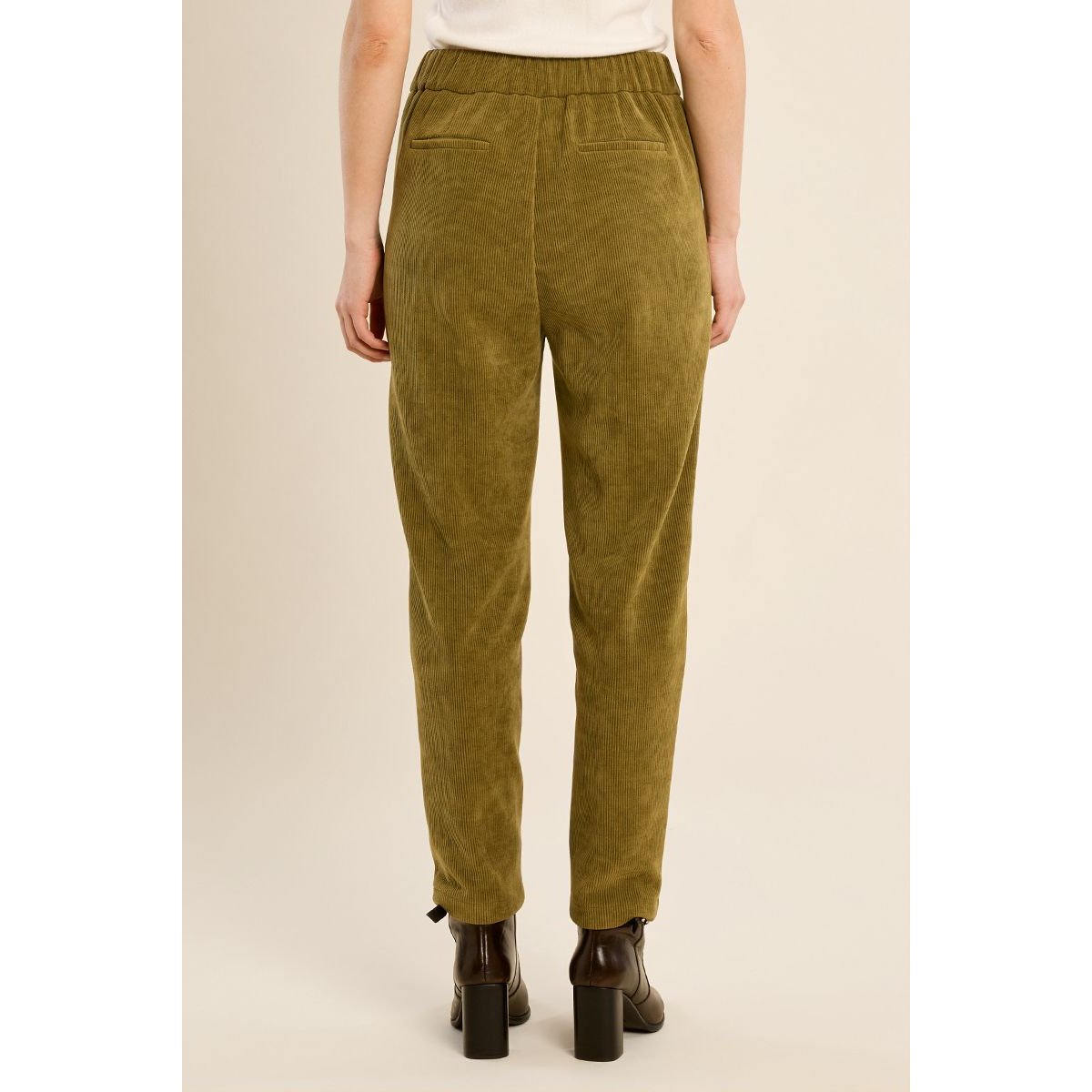 Pantalon carotte en velours olive green, MOLLY BRACKEN