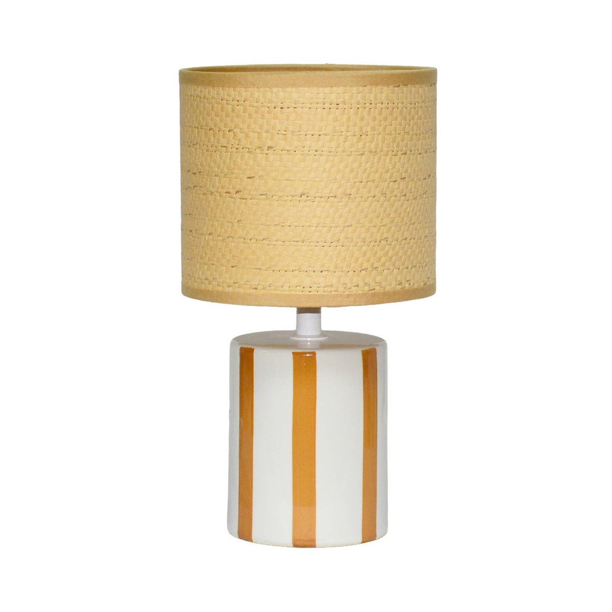 Lampe de table intérieur céramique abat-jour effet rotin H 28cm AURORE moutarde, SWEEEK