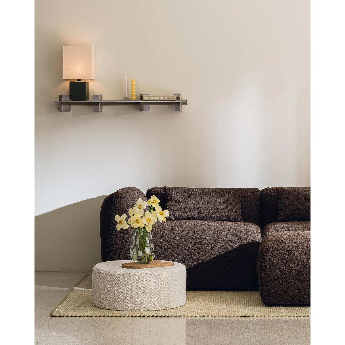Pouf rond en fibre synthétique FOLK clay grey mélange, NOO.MA