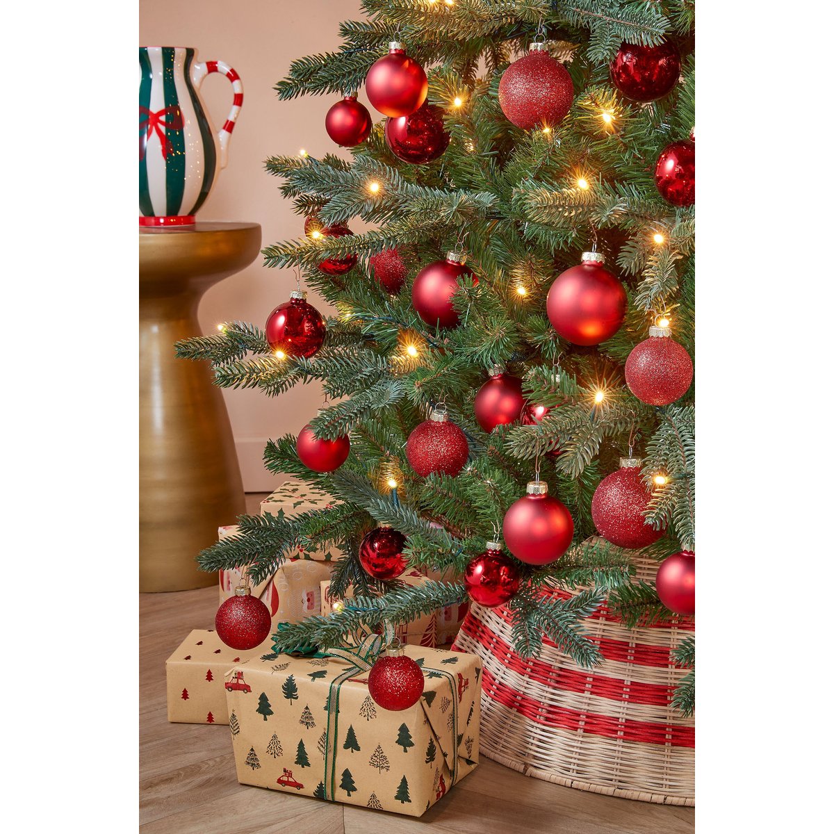 Lot de 42 boules de Noël en verre ZUGGA rouge, MICA DECORATIONS
