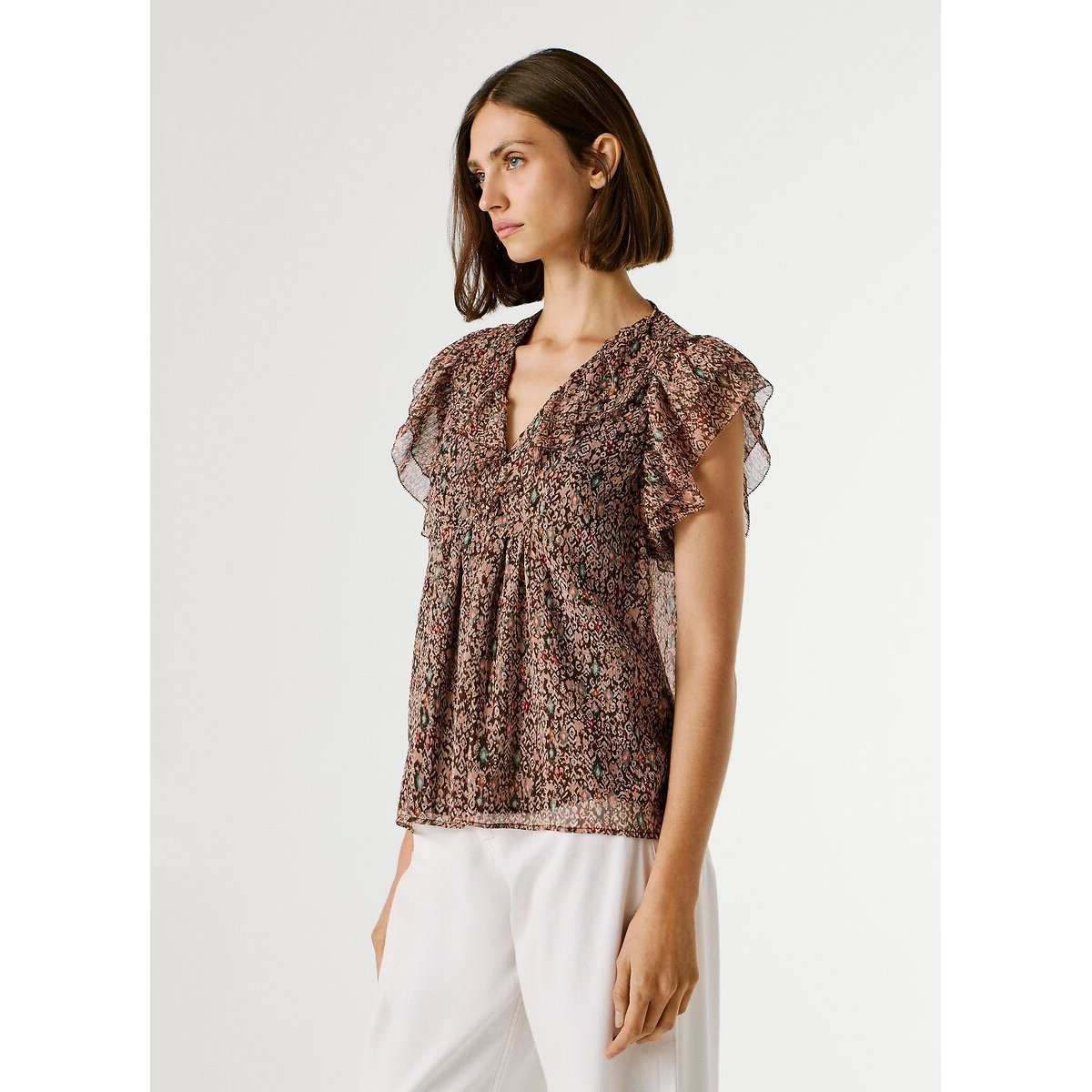 Blouse imprimée, à manches volantées imprimé multicolore, PEPE JEANS