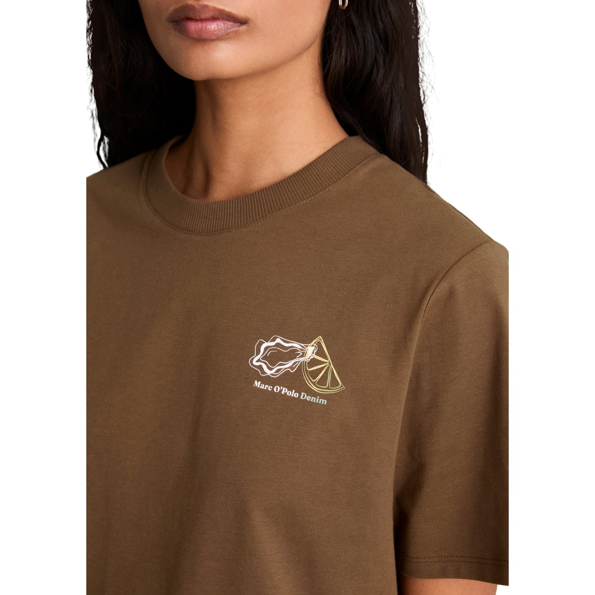 T-shirt ample en coton organique marron, MARC O’POLO DENIM