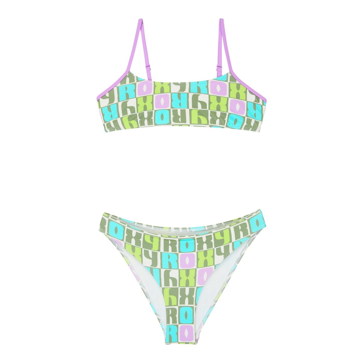 Ensemble 2 pièces bikini bralette deux pièces LETTER UP SET. vert oil green letter up, ROXY