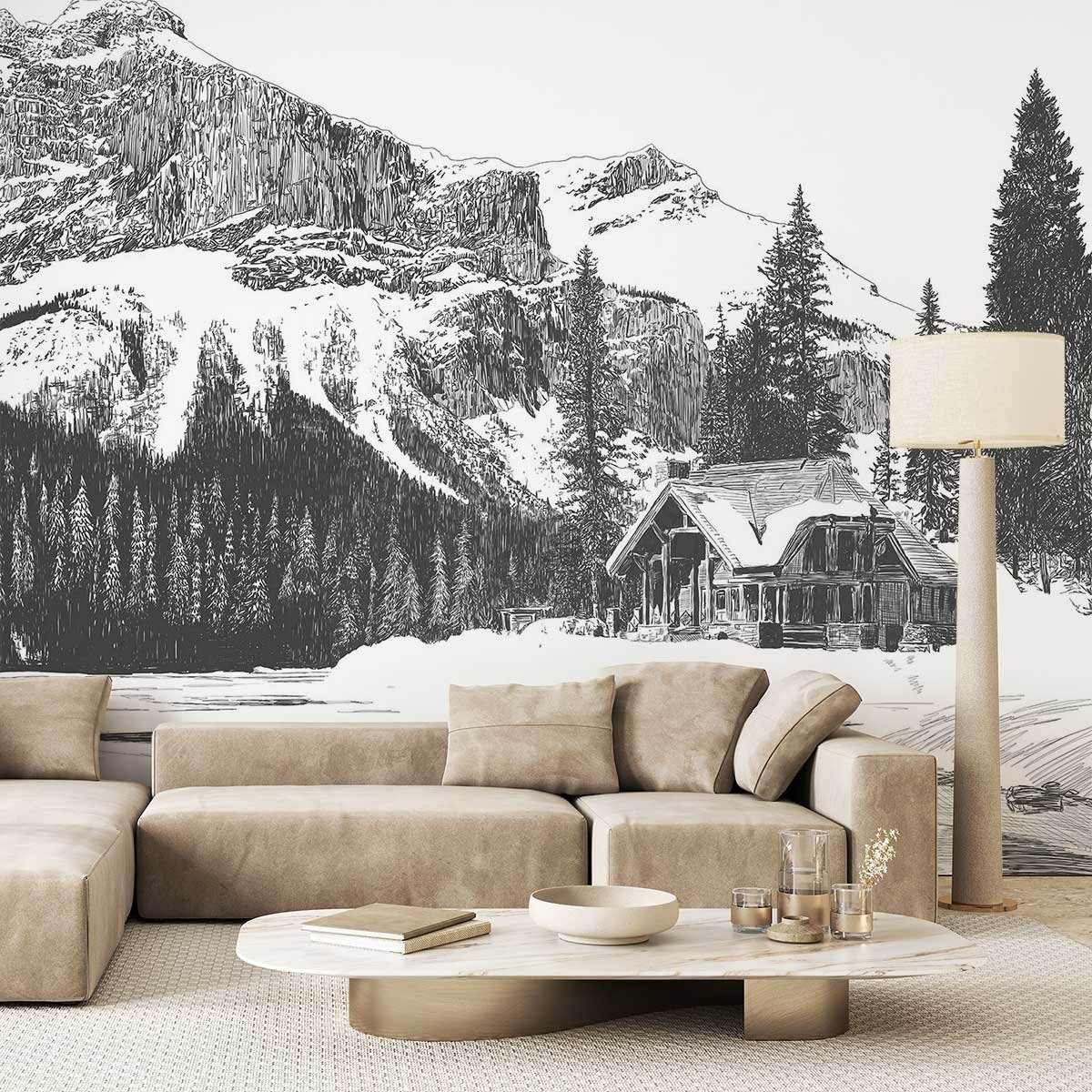 Papier peint chalet noir, HEXOA